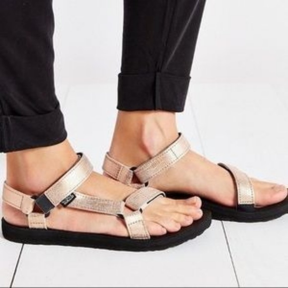 gold teva sandals